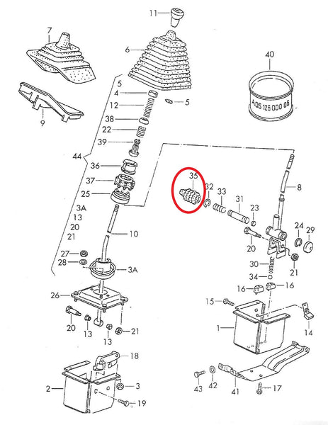 Boot for locking bolts, shift linkage T3