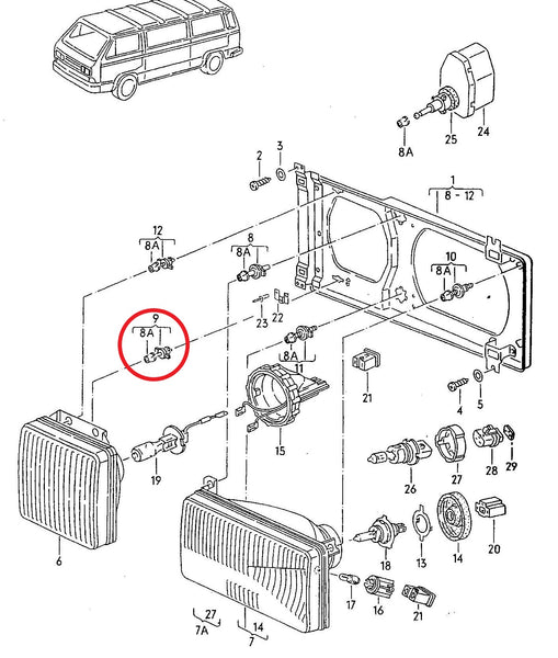 Headlight Adjuster for T3 86-92 (high beam TI)
