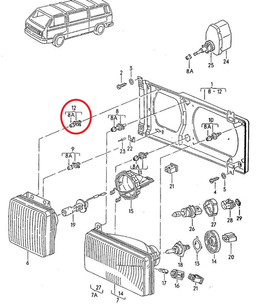 Headlight Adjuster for T3 86-92 (high beam TO)
