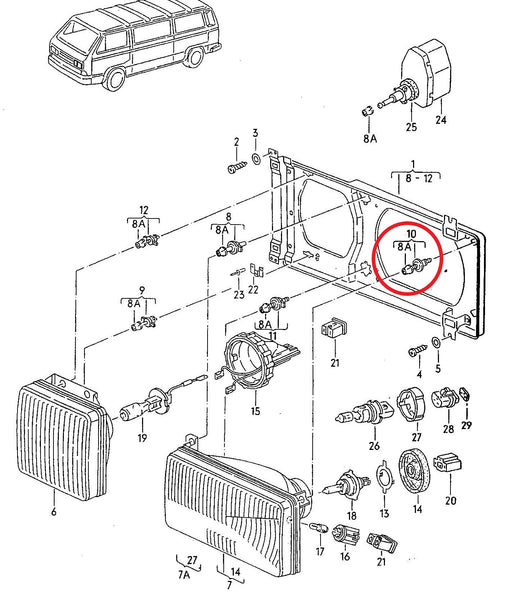 Headlight Adjuster for T3 86-92 (low beam TO)