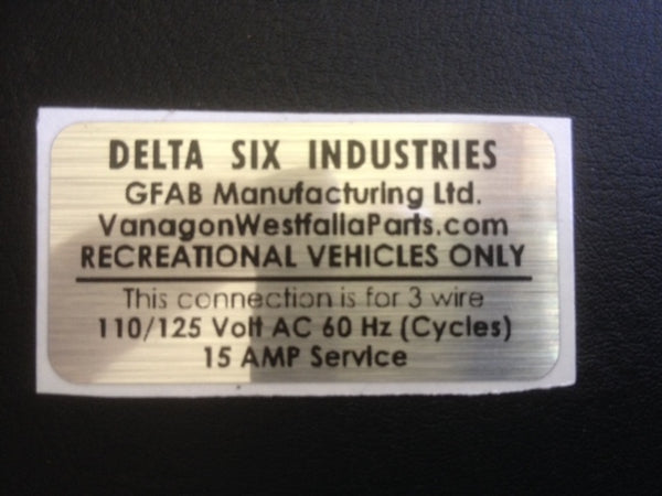 Westfalia Electrical Hookup Decal