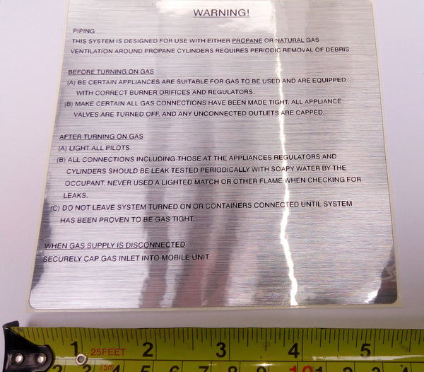 Propane Warning Decal