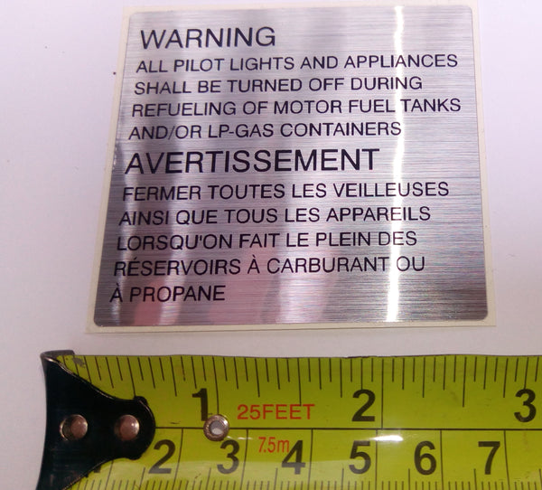 Refueling Warning Decal